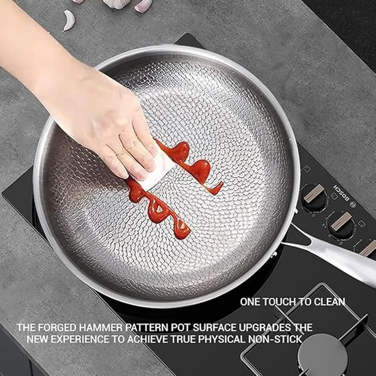 Titanium Pan - Wok Koekenpan - Gezond Koken - Puur Titanium Materiaal - 28 cm - Zilver — afbeelding 3