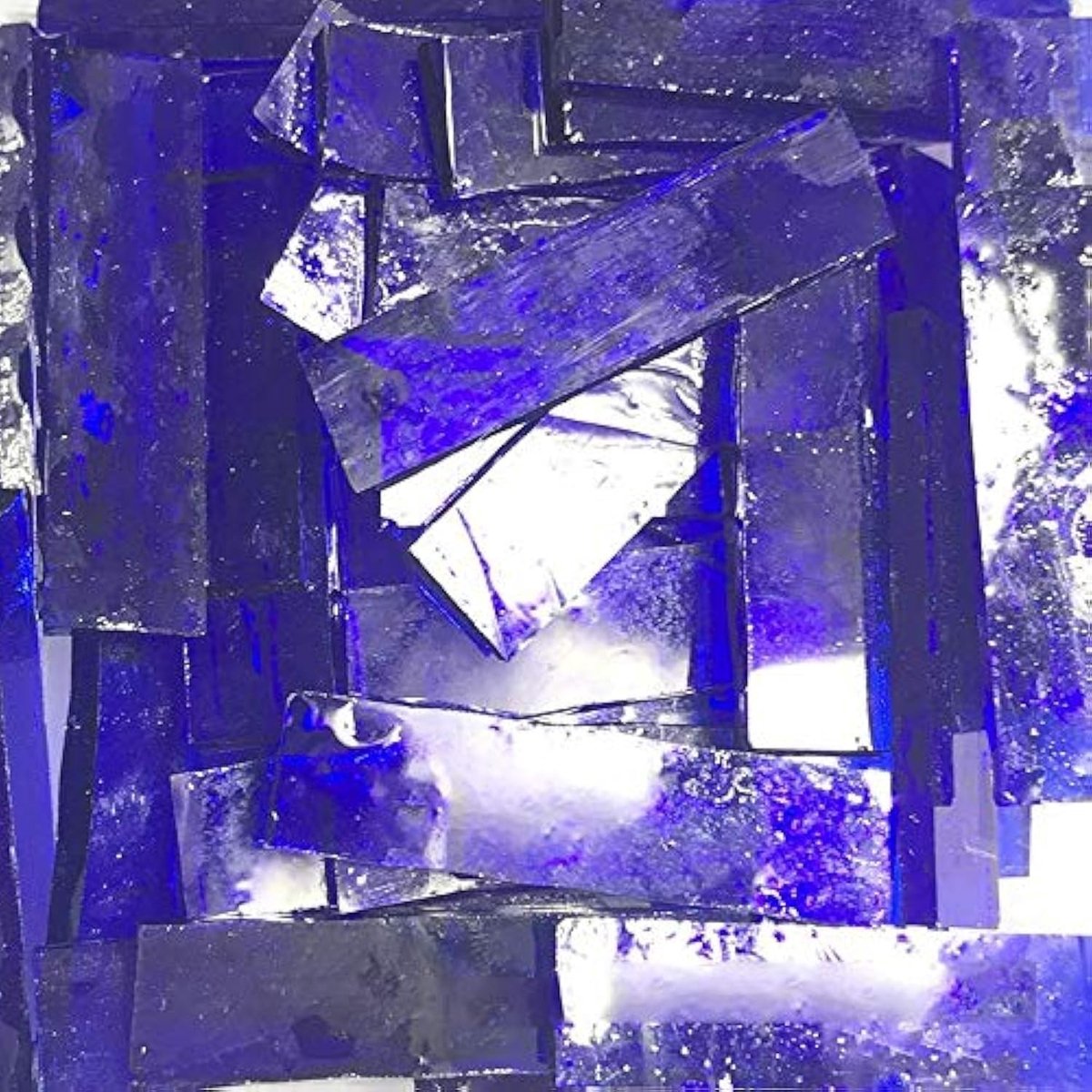 Stained Glass 1 X 4cm voor DIY Glazen Mozaïek, Creatieve Knutselprojecten, Fotolijsten en Sieraden maken 200g (Diep Blauw)