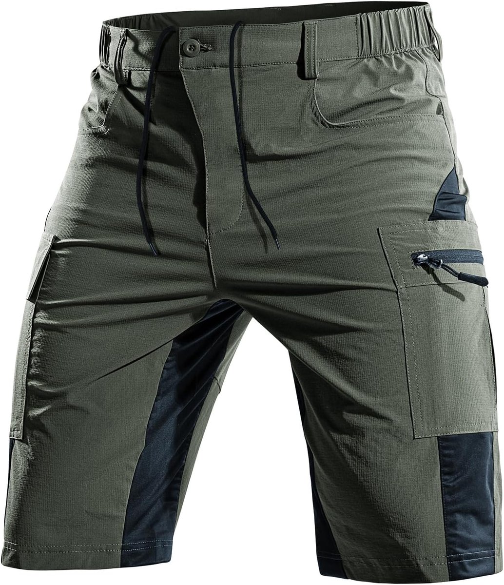 korte MTB-broek heren, ademend, sneldrogend, bermuda cargo short, fietsbroek voor mountainbike