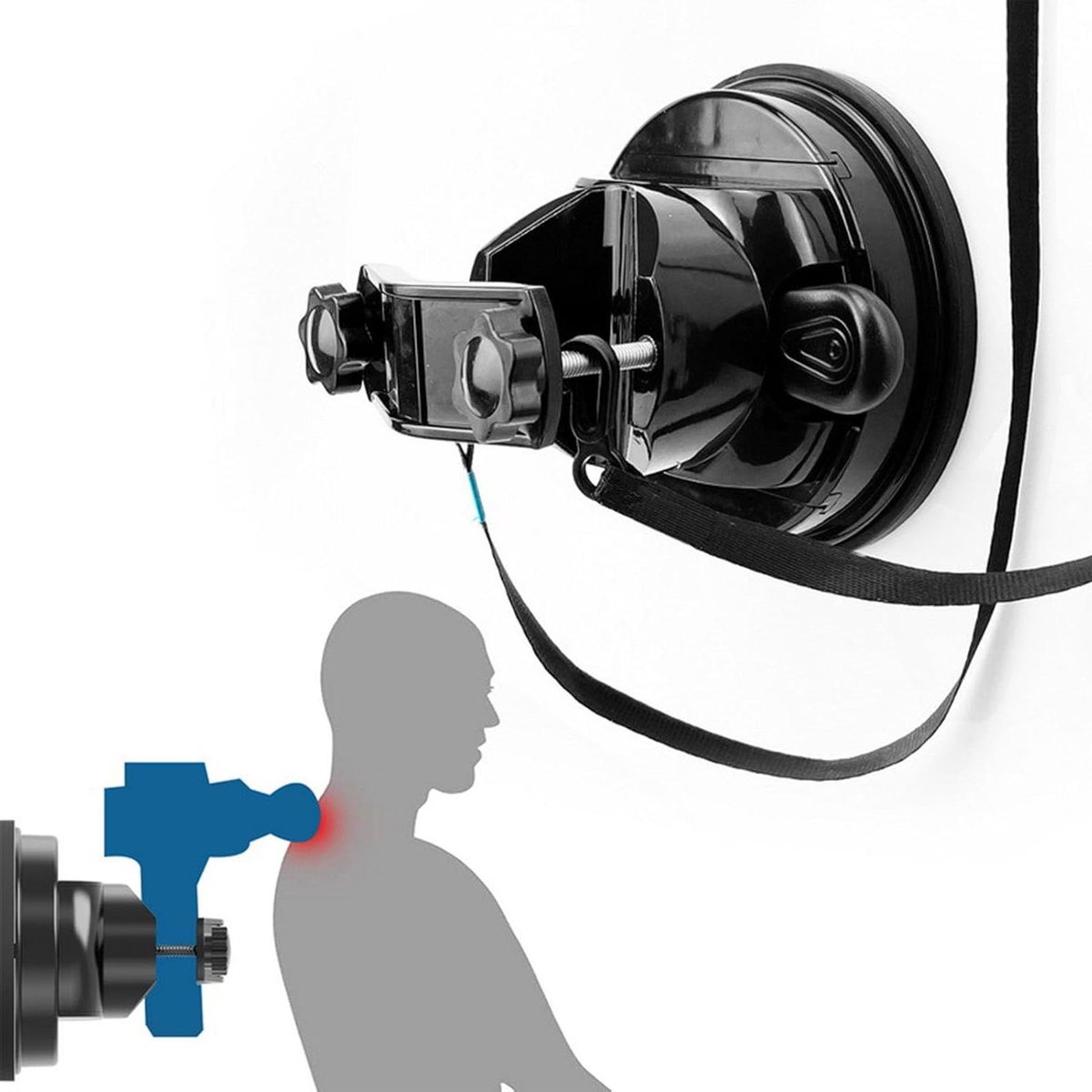 Massage Gun Houder - Muurbevestiging Zelfmassage - Spiervermoeidheid Verlichten - Sterke Zuigkracht - 38-58mm Diameter - Zwart