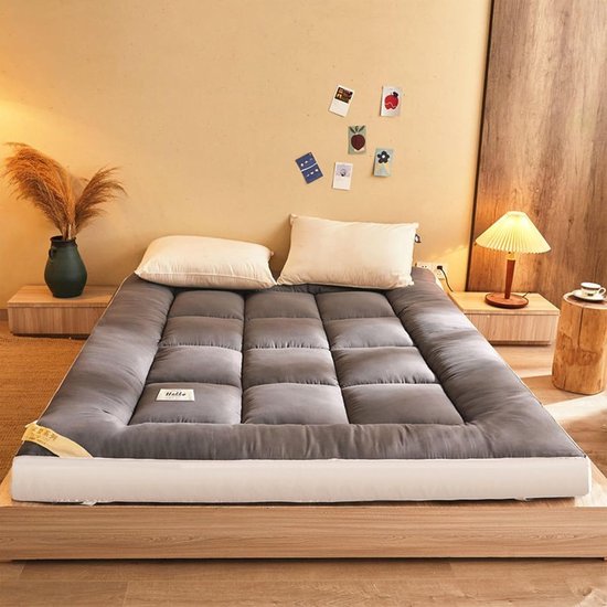 Japanse Futon Matras - Vloermatras Opvouwbaar - Comfortabel Slapen - Traagschuim Vulling - 120x200cm - Grijs — afbeelding 2