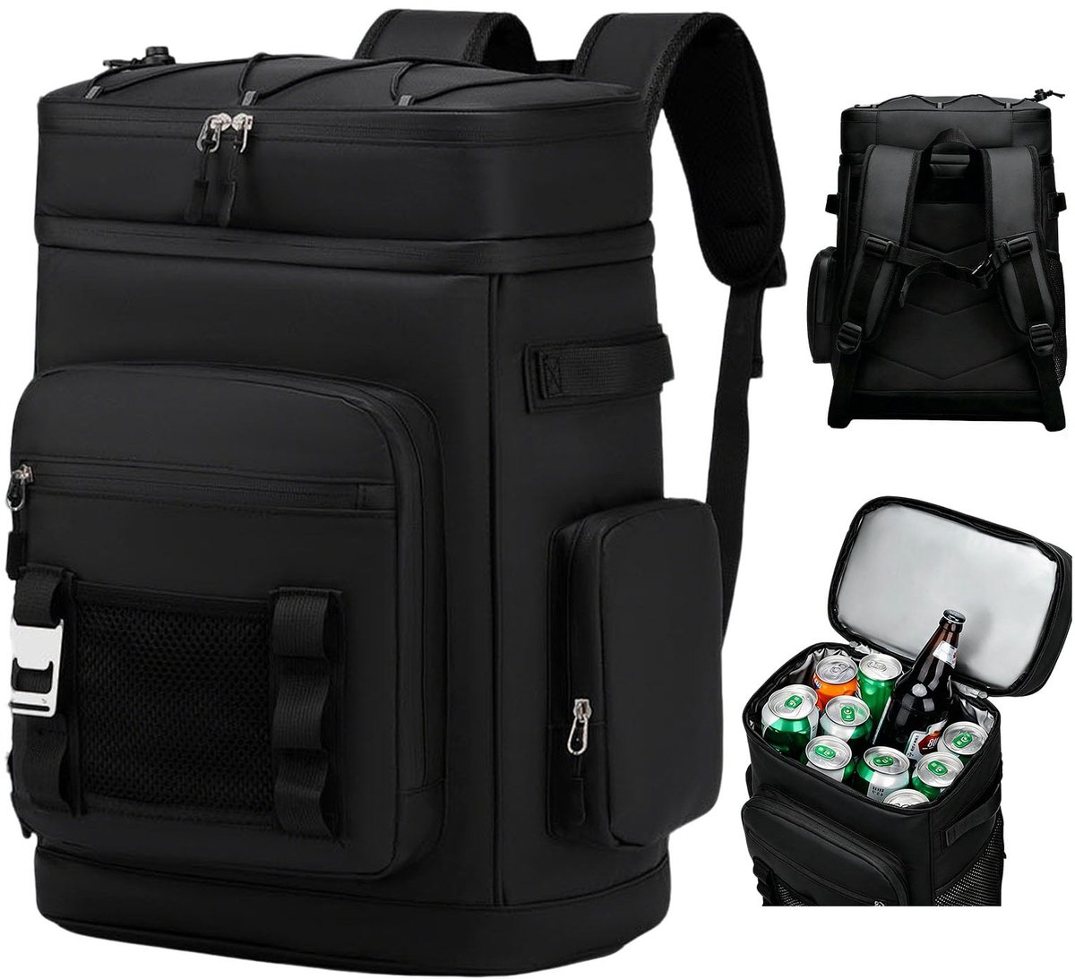 SnelShoppen - Grote koelrugzak 25 liter, waterdichte geïsoleerde koeltas, draagbare picknickrugzak met koelvak en flesopener, ideaal voor camping, rei
