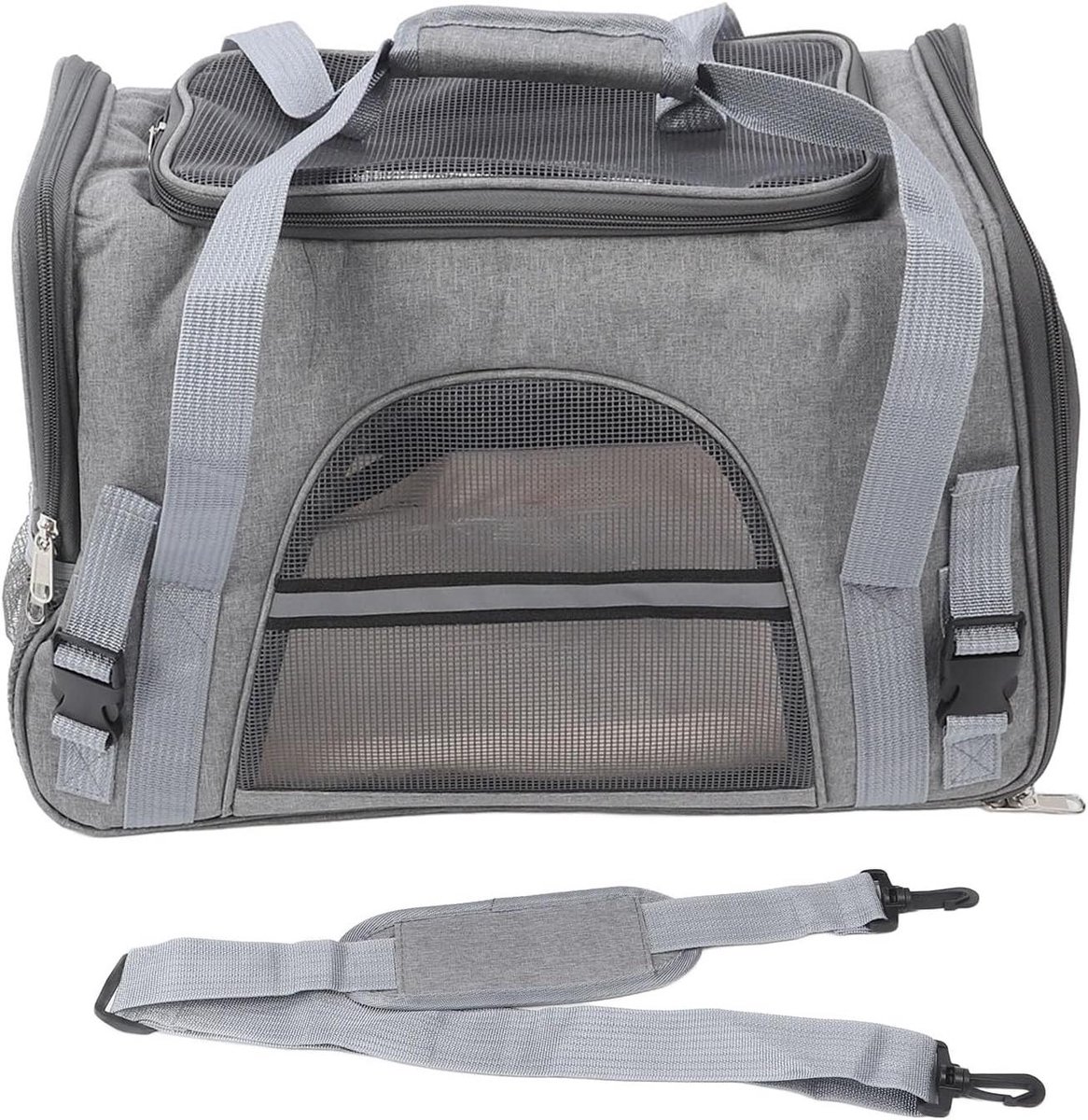 Huisdier Transporttas - Reistas Kat Hond - Reizen met Huisdier - Ademend Mesh Paneel - 52x29x10 cm - Grijs