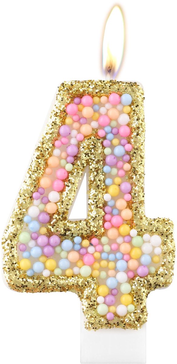 4e verjaardag kaarsen, gouden nummer 4 kaars voor taart, kleur parel kaarsen, Macaron thema verjaardag decoraties, sterretje verjaardag kaars taart topper voor meisjes jongens
