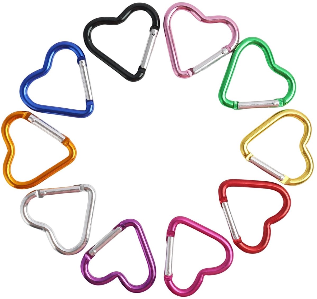 Karabijnhaken van aluminiumlegering, kleurrijke sleutelhangers voor kamperen, reizen en dagelijks gebruik, veelzijdig inzetbaar, licht en robuust (meerkleurig)