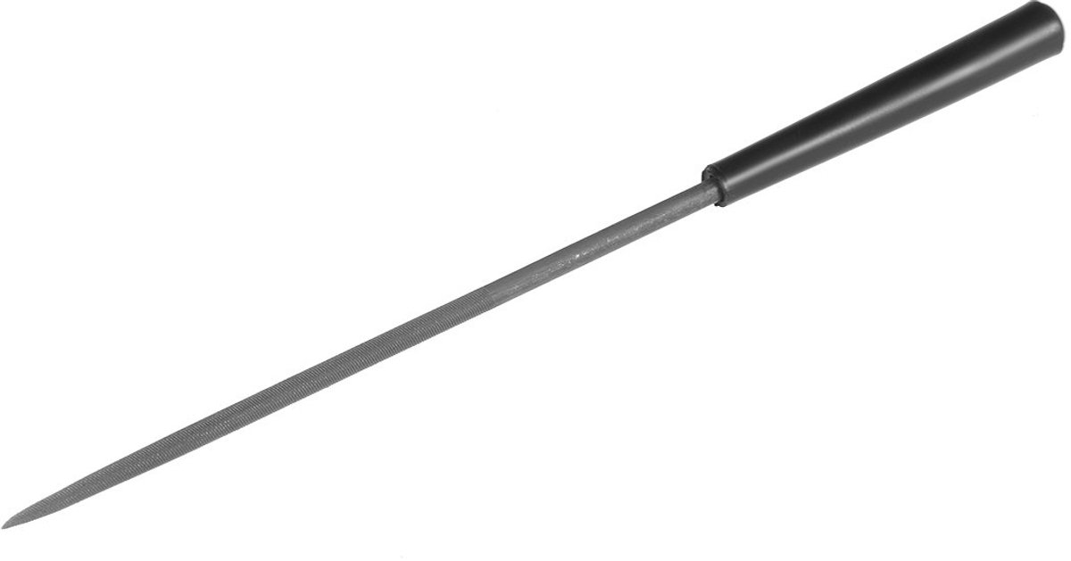 sourcing map Zweit gesneden staal ronde naald vijl met kunststof handvat 3 mm x 140 mm zwart 3mm x 140mm Round File Gray, Black