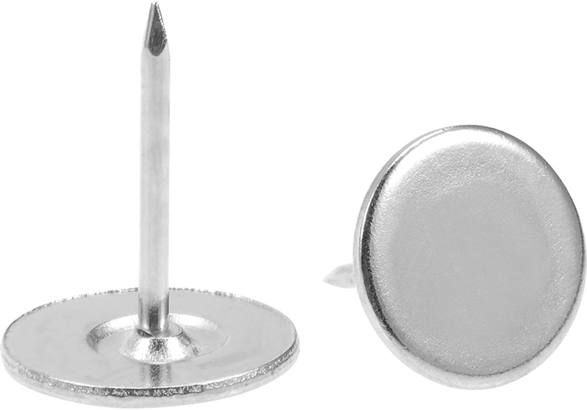 60 stuks behangnagels, platte kop 16 mm x 20 mm voor decoratieve meubels, nagels voor meubels, banken, hoofdeinden, zilver