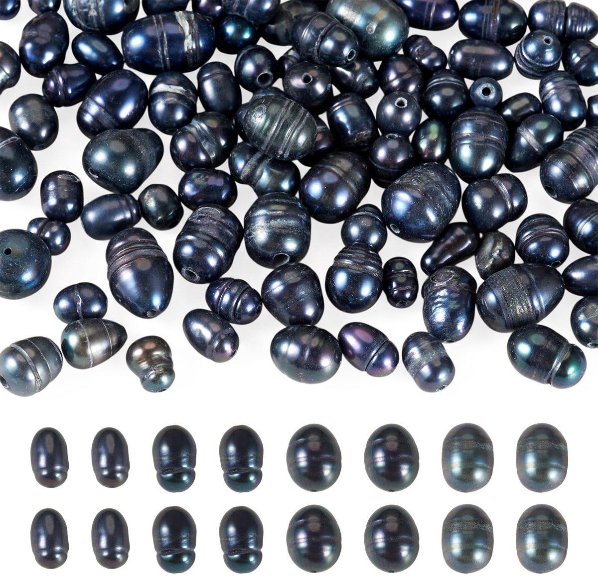 Beadthoven Beadthoven 100 stuks natuurlijke gekweekte zoetwaterparelkralen, 4-7 mm gegroefde rijst zoetwaterparels voor doe-het-zelf knutselen ketting armband bruiloft sieraden maken, Pruisisch bla