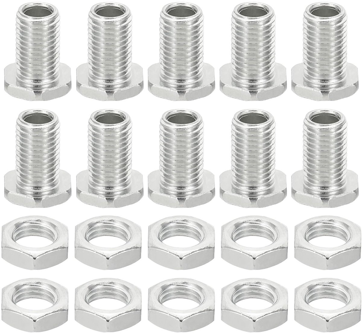 Zeskantschroeven M8 x 15 mm en moeren, 10 sets holle schroeven met fijne schroefdraad assortiment zeskantschroef door gatbevestiging kroonluchter vasteners