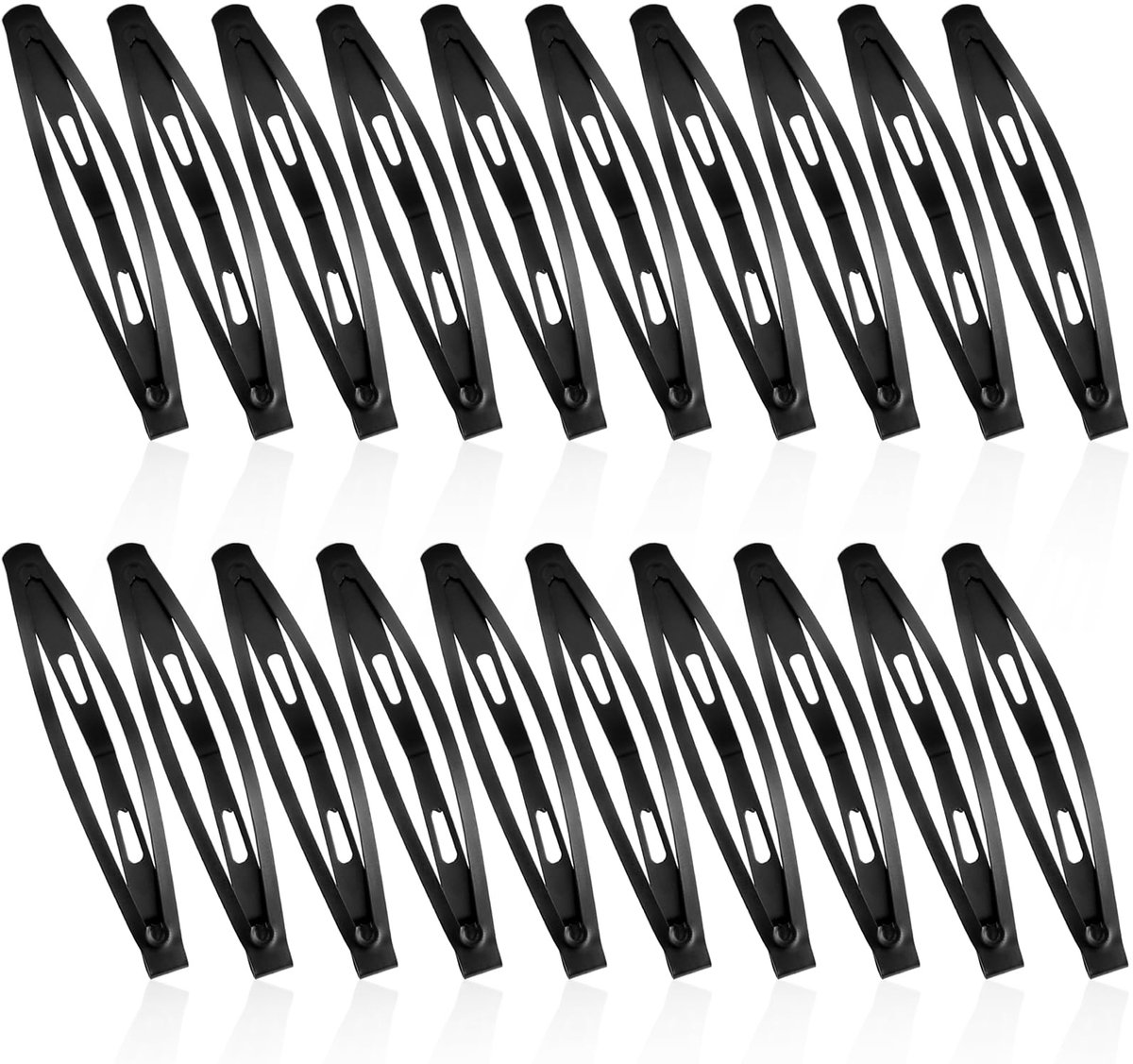 20 stuks Snap haarspelden zwart metaal voor dames en meisjes, 7,8 cm haarclip dames haarclips