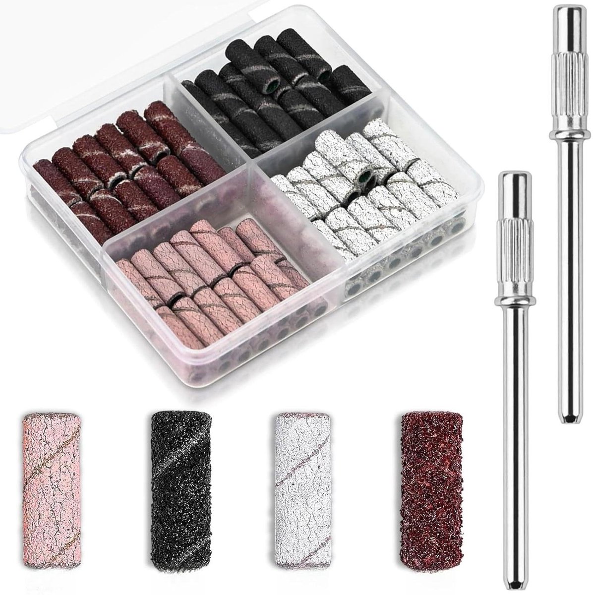 Slijpdoppen Nagelfrees - Schuurhulzen Manicure Pedicure - Nagelverzorging Thuis - 100 Stuks Diverse Korrels - 3 mm Schacht