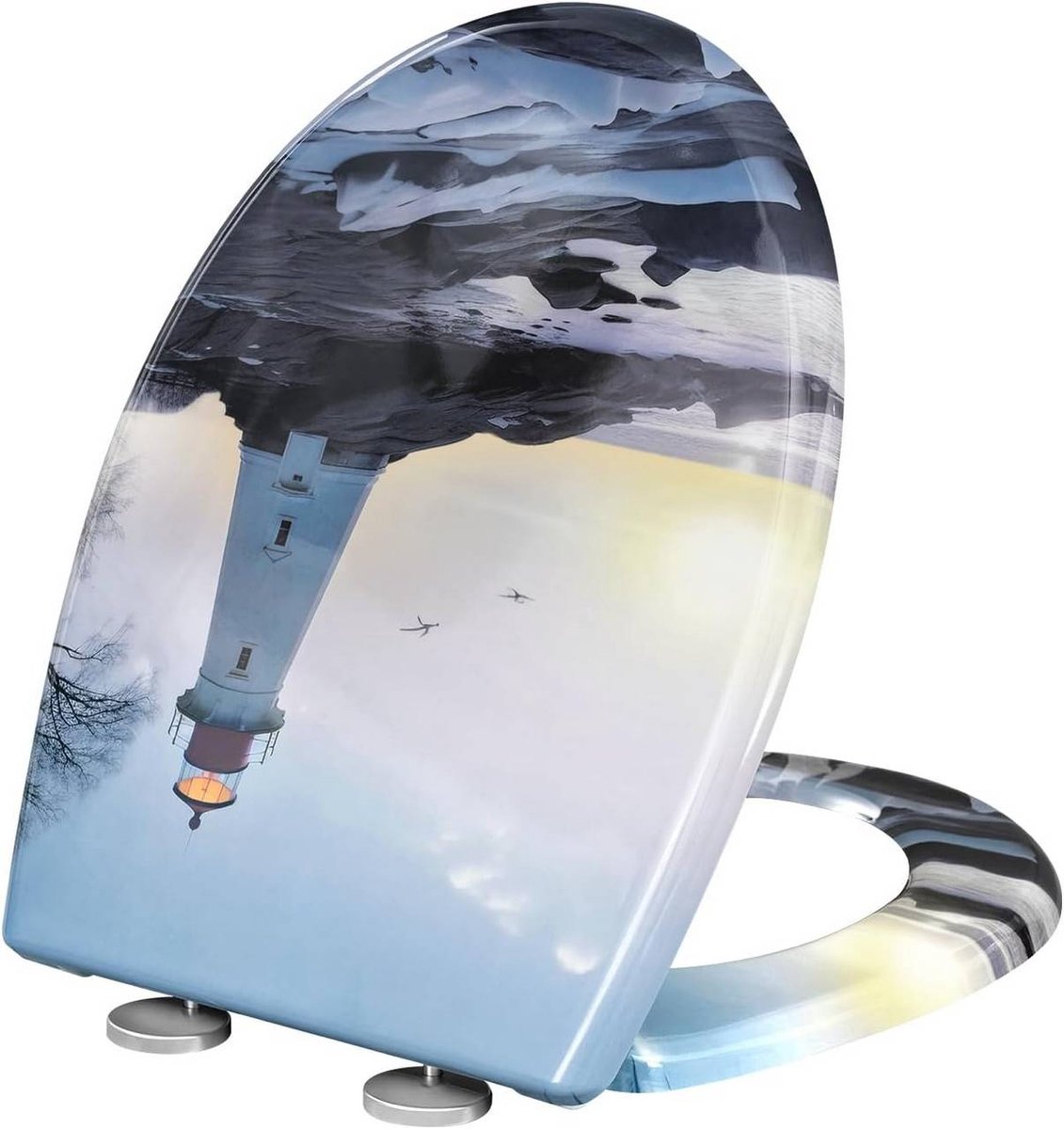 SureDeal® - Toiletdeksel - Toiletzitting - Soft close mechanisme - Vormig - Vuurtorenpatroon