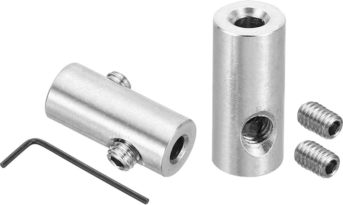 Set van 2 kabelklemmen, 4 mm, 304 roestvrij staal, dubbele gaten, slotkabelklemmen, clip met M4 zeshoekige schroeven, steeksleutel voor kabelbeslag, zilver