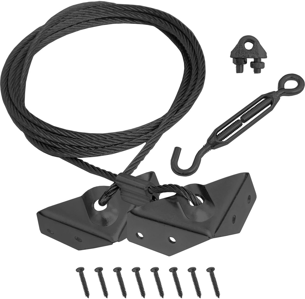 Wolf Legeringsstaal Ondersteunende Anti-Sag Tuindeur Gate Kabel Kits voor Outdoor Houten Hek Gate Deur Ondersteuning (1, Zwart)