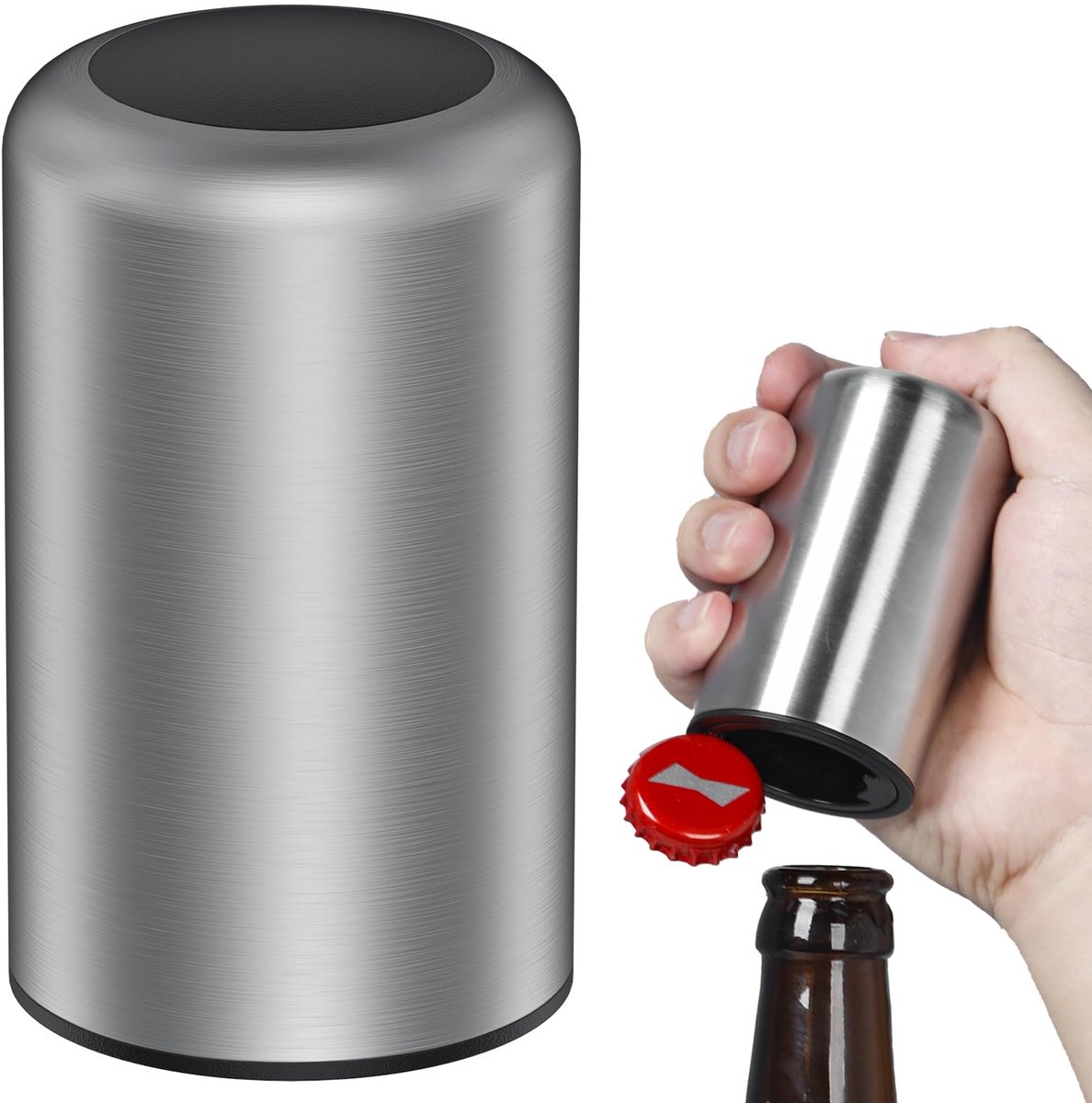 Magnetische Bierflesopener, Automatische Push Down Flesopener voor Bier Soda Cola, Press Down Bieropener voor Bar Keuken Restaurant, Geen Schade Kroonkurk Opener voor Mannen Pap Echtgenoot