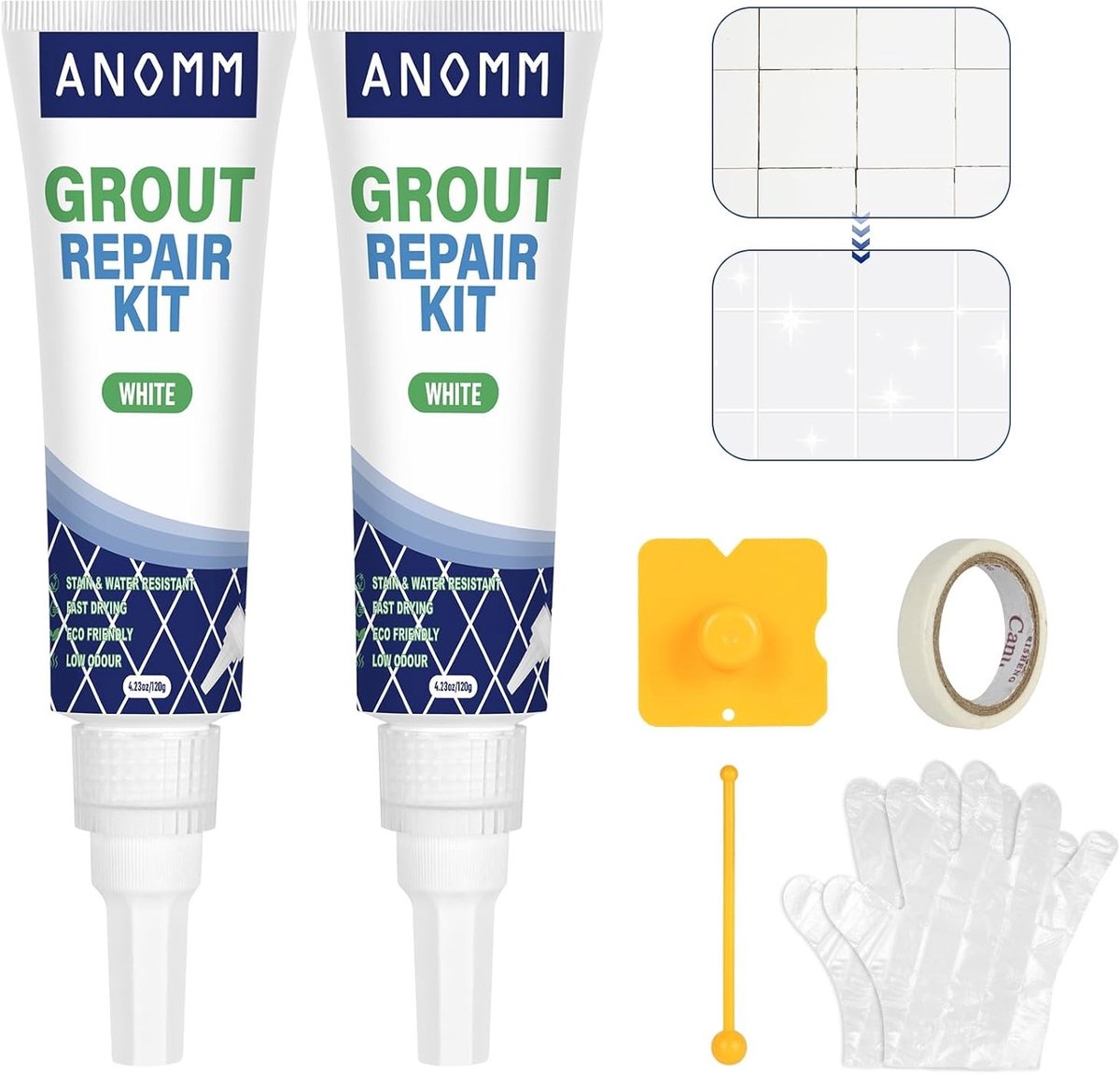 Tegellijm Reparatieset 120 ml voor Tegelvoegen - Ideaal voor Badkamer, Douche en Keuken