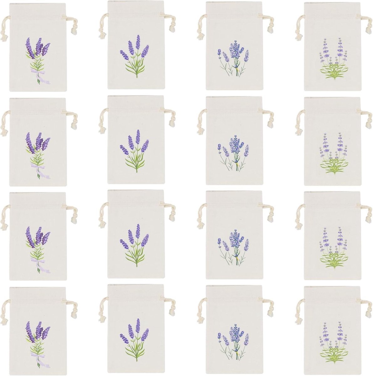 Set van 16 Lege Lavendelzakjes met Trekkoord voor Lavendel, Specerijen en Aromatische Kruiden
