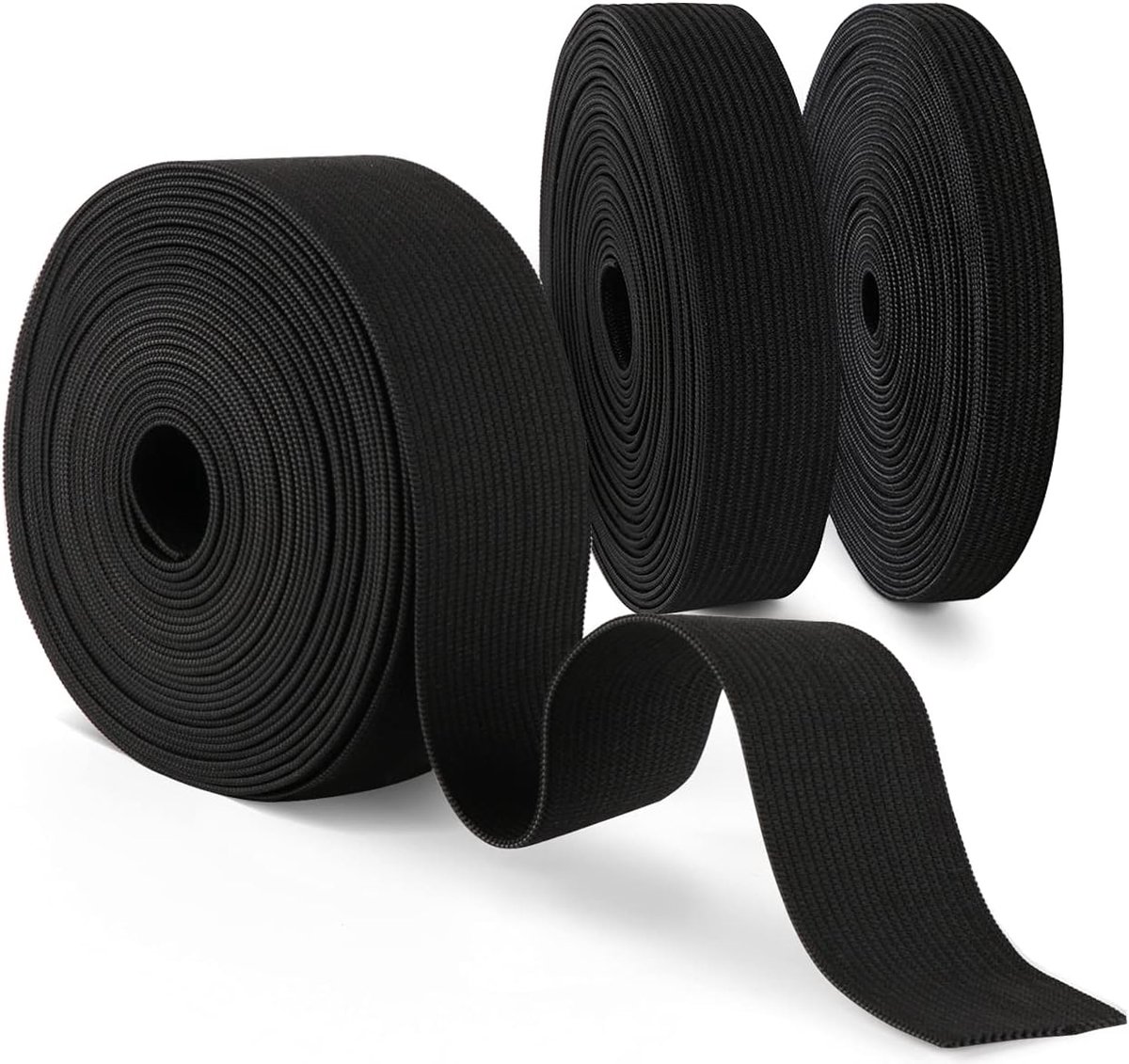 Rubberen band, zwart, 10 mm, 20 mm, 30 mm breed, 3 stuks brede elastische band voor naaien en huishouden, doe-het-zelf handwerk, 15 m elastiek