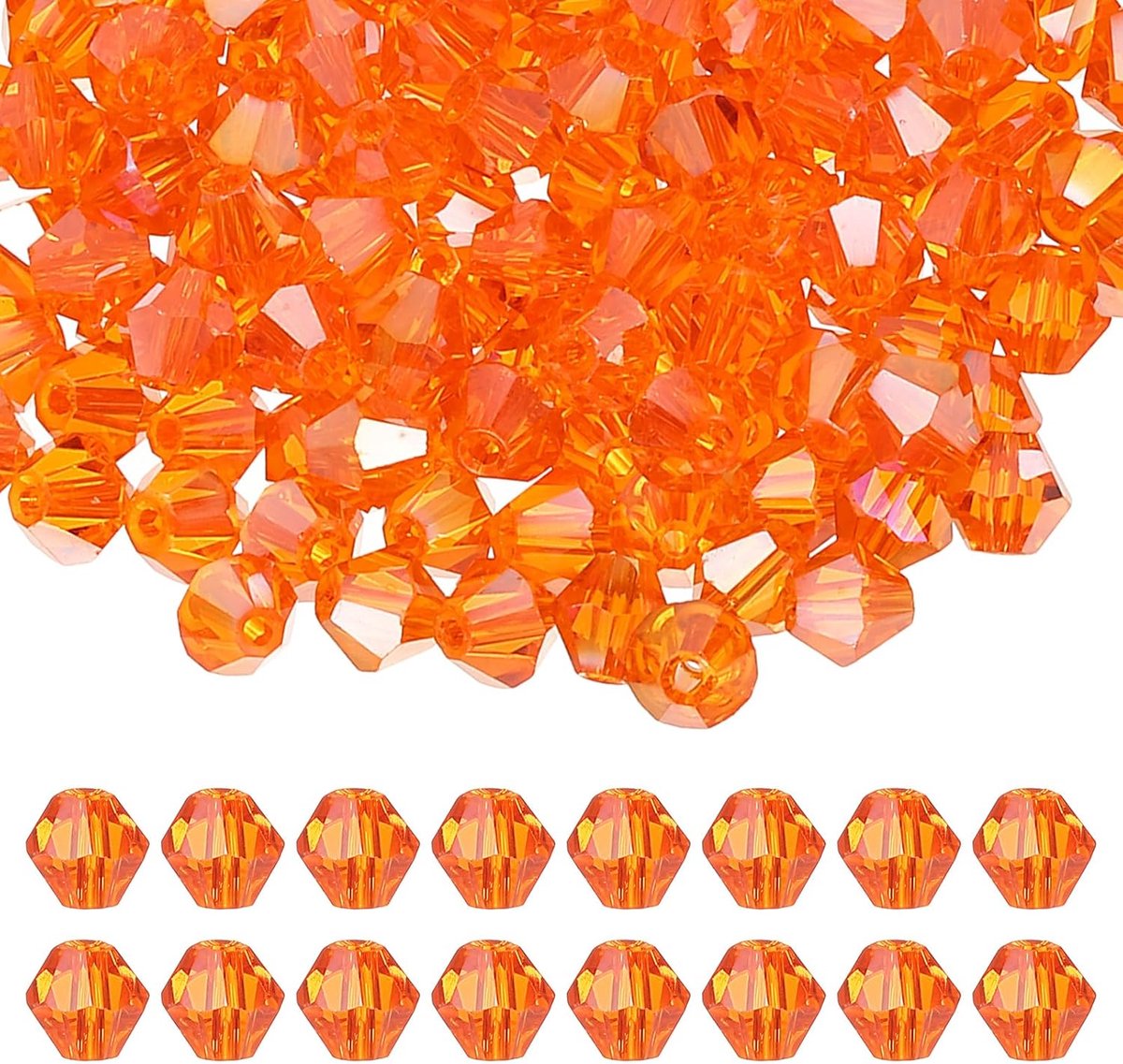 Kralen, 600 stuks glazen facetgeslepen bicone kralen, losse afstandskralen voor het maken van sieraden, armband, ketting, oorbellen, windgong ambacht, lichtoranje