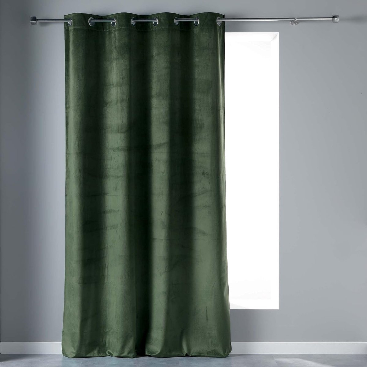 douceur d'intérieur, Gordijn met ogen (140 x 280 cm) fluweel kaki, fluweel