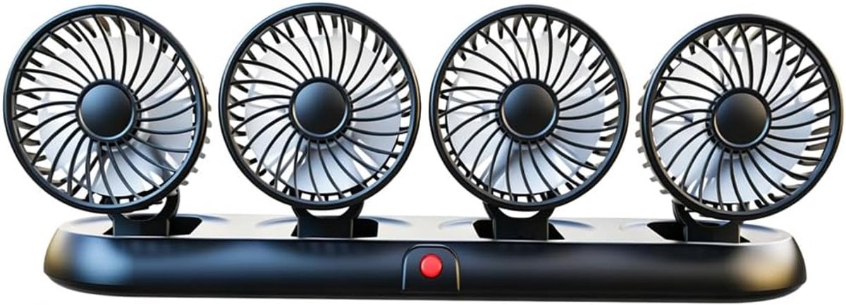 5 V, drievoudige ventilator met 3 snelheden, 360 graden draaibare autoventilator, tijdelijke parkeerplaat achteraan, voor auto, bestelwagen, SUV, RV