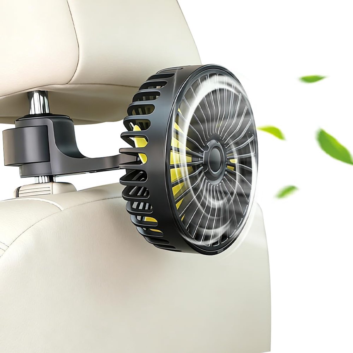 USB-ventilator voor de auto, draagbaar, 360 graden draaibaar, draagbaar, met 3 instelbare snelheden, 5 V, voor kinderen, honden, limousine, SUV, vrachtwagen, camper, stoelrugleuning