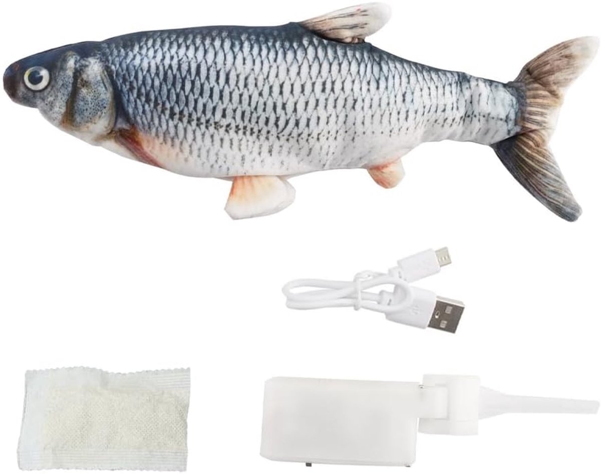 1PCS Elektrische Vis Kat Spel Kattenkruid Pluche Simulatie Vis Ca voor Binnenkatten Huisdieren Flopping/Bewegende Kat Hond Vis Kitten voor Kussen Kauw Bijt Schop Kat Interactief