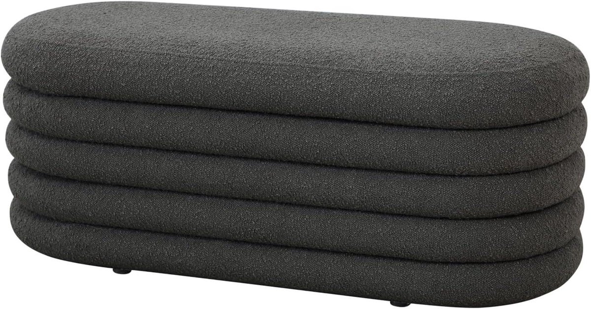 Poef met Opbergruimte - Zitbank Ottoman - Woonkamer Inrichten - Afneembaar Deksel - 108 x 45 x 44 cm - Donkergrijs