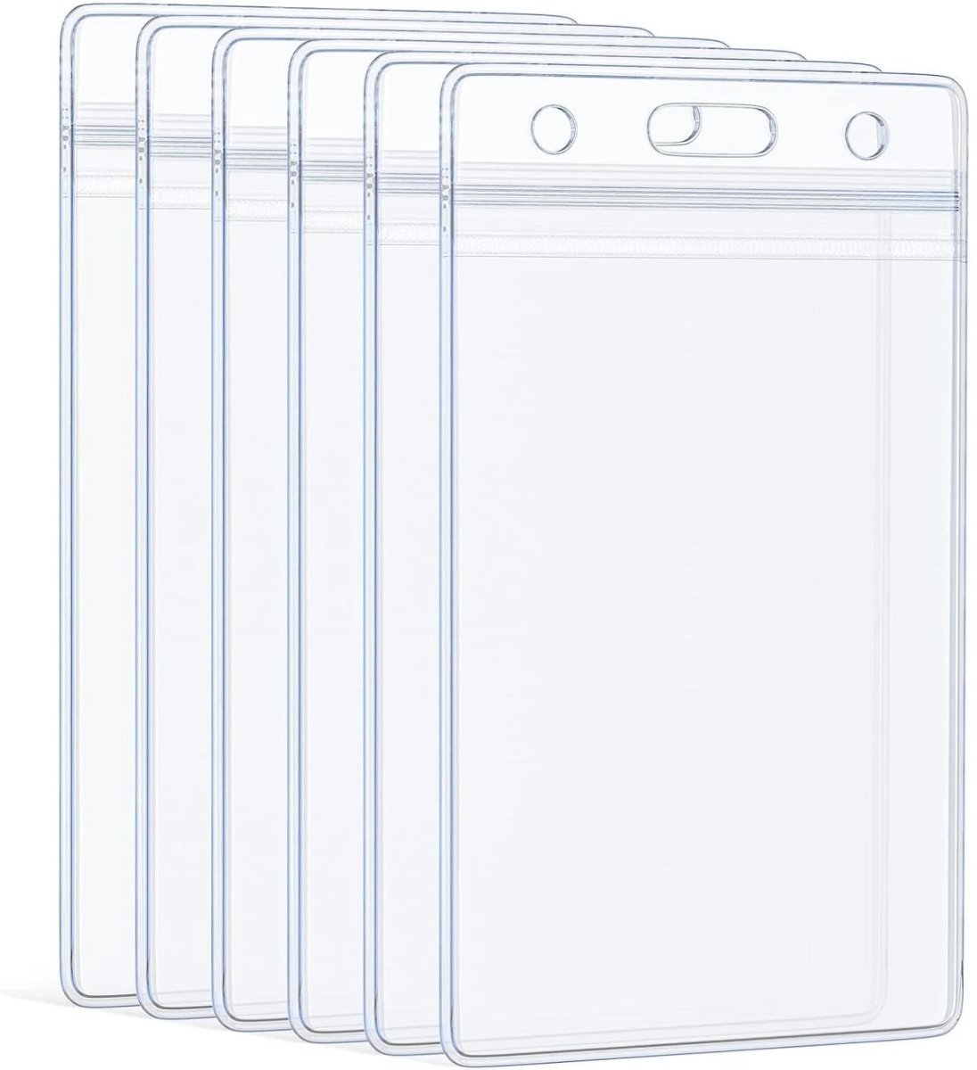 SSTRWGOOD 6 Stuks Kredietkaarthoezen voor heren - Waterdichte ID-hoesjes - Transparante kaarthoezen met hanggaatje en herbruikbare ritssluiting - Geschikt voor creditcards, rijbewijs en identiteitskaart - PVC - Binnenmaat 9x6,5cm, buitenmaat 12x7cm