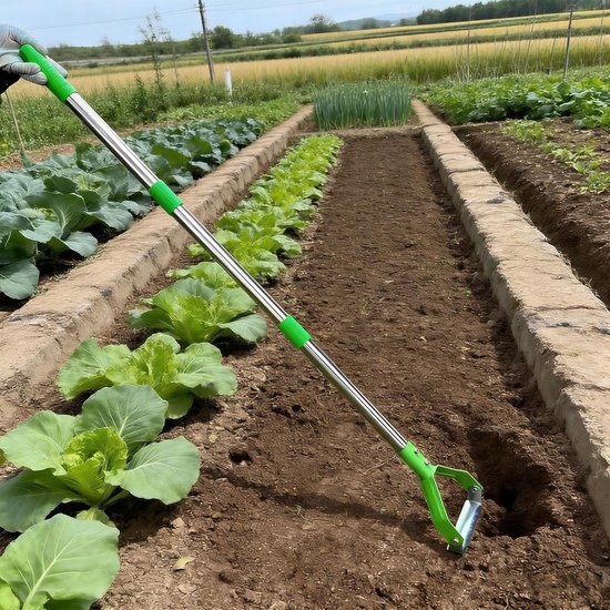 Tuinschoffel Lange Steel - Onkruidsteker Weder - Onderhoud Bloembedden - Dubbele Snijrichting - Tot 161 Cm - Zilver van Tuinschoffel. — afbeelding 3