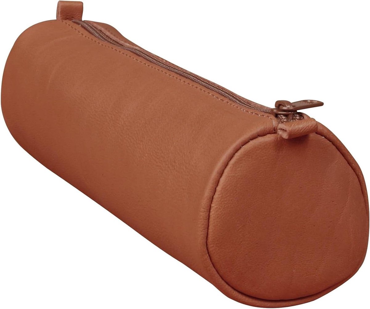Etui Rond Leren Etui - Etui Pennenhouder - Bureau Organisatie - Echt Lamsvel Leer - 21 cm x 6 cm