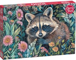 Raccoon in Flowers Puzzel 1000 Stukjes