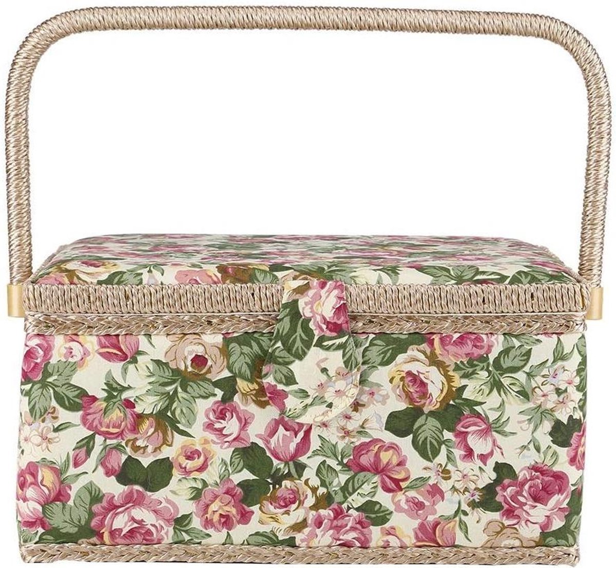 Naaimand Stoffen - Opbergdoos Knutselen - Naaigereedschap Opbergen - Bloemen Bedrukt Ontwerp - 36 x 26 x 17 cm - Multicolor