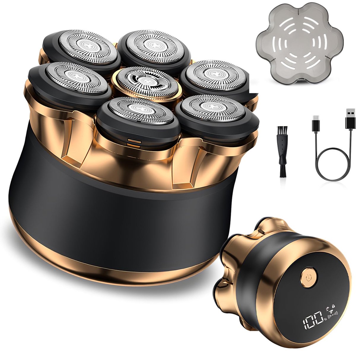 SnelShoppen - 7D Scheerapparaat Heren met 2 Snelheden, LED-Display, Magnetisch, Drijvende Kop, IPX6 Waterdicht voor Droog en Nat Haar, USB-C Aansluiti