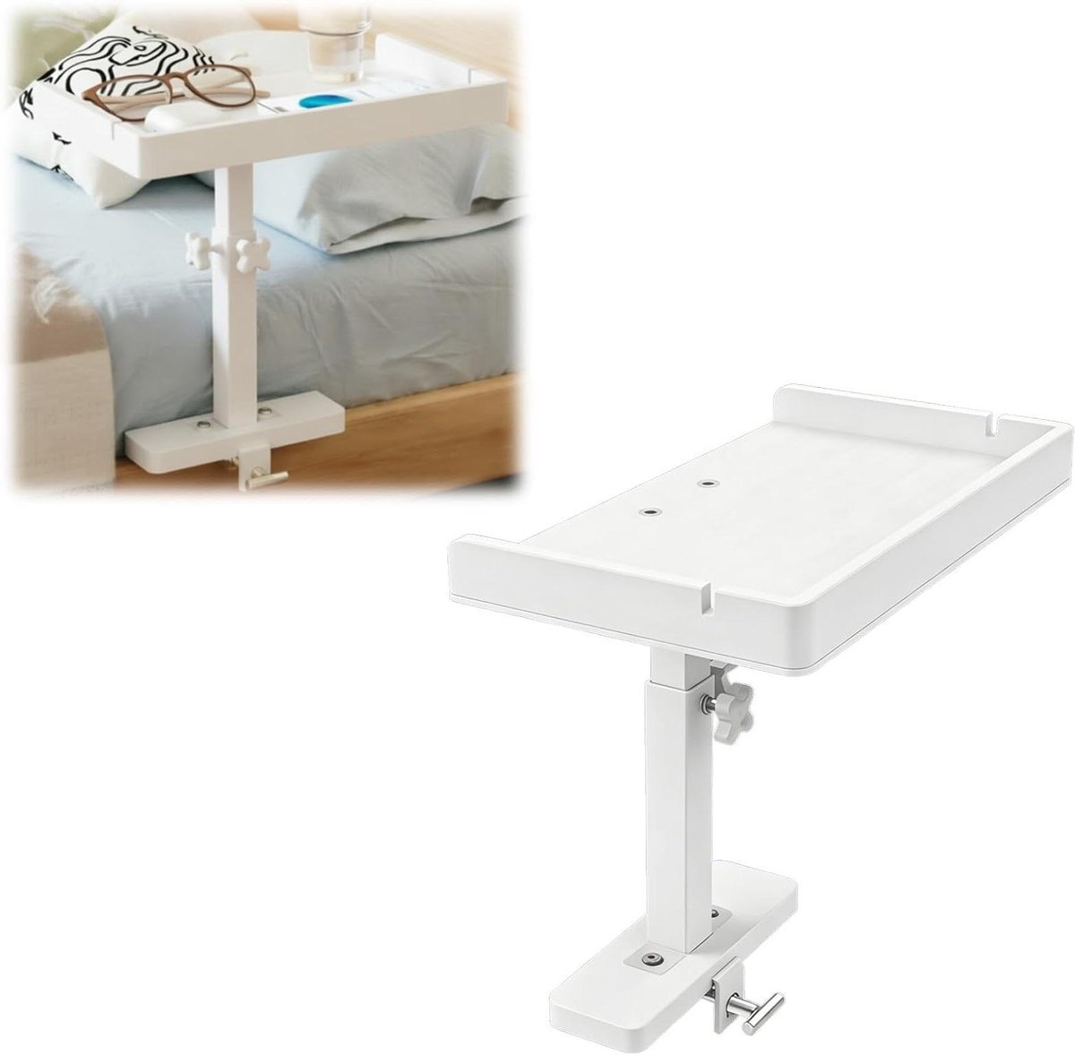 Bedplank - Nachtkastje - Opbergen - In hoogte verstelbaar - 35x20 cm - Wit