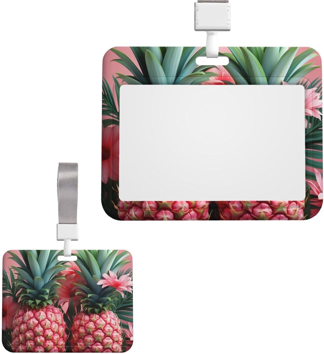 Badgehouder Kantoor - Kaarthouder Werk - Veilig Identificeren - Schuifontwerp Voorkomt Vallen - 10.2 x 6.4 cm - Roze Ananas