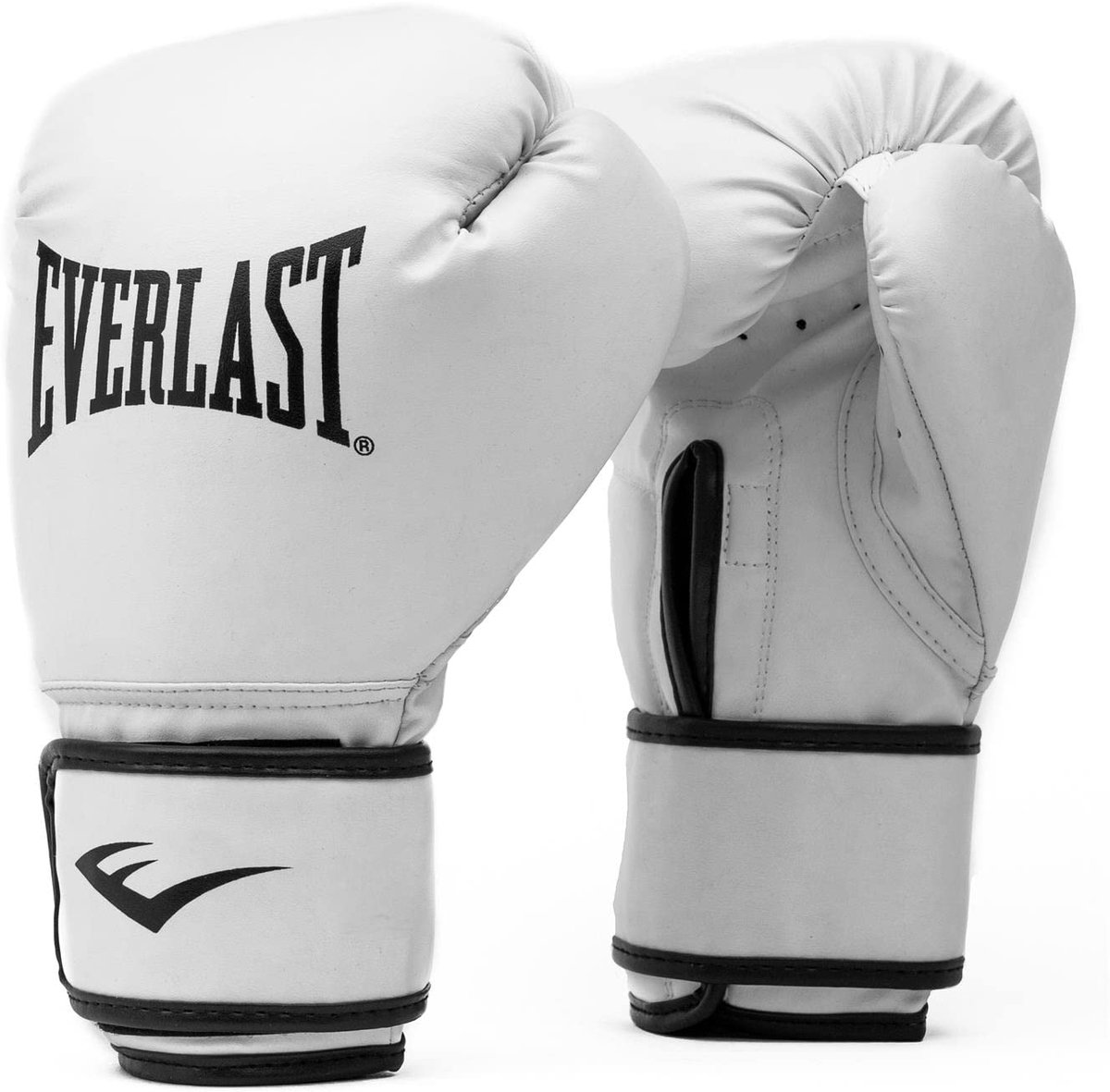 SnelShoppen - Everlast Core 2 Bokshandschoenen (S/M) Witte Faux Leren Bokshandschoenen voor Zakken, Maatwerk & Fitnesslessen, Klittenbandsysteem, Dubb