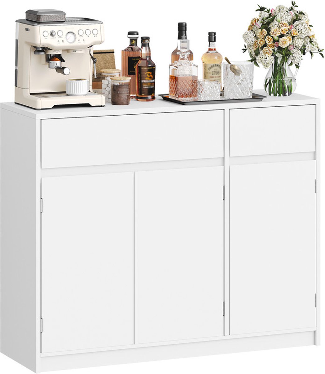 HILINSIE Dressoir, keukenopbergkasten met verstelbare plank, Wit