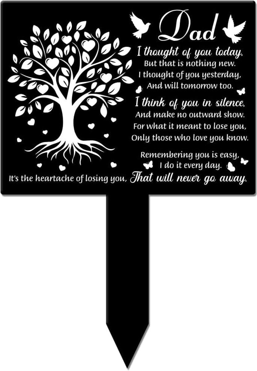 Rechthoekige liefde boom duif vader tuin spel herdenking plaque spel voor begraafplaats, acryl, 27,5 x 19 cm/10,83 x 7,48 inch