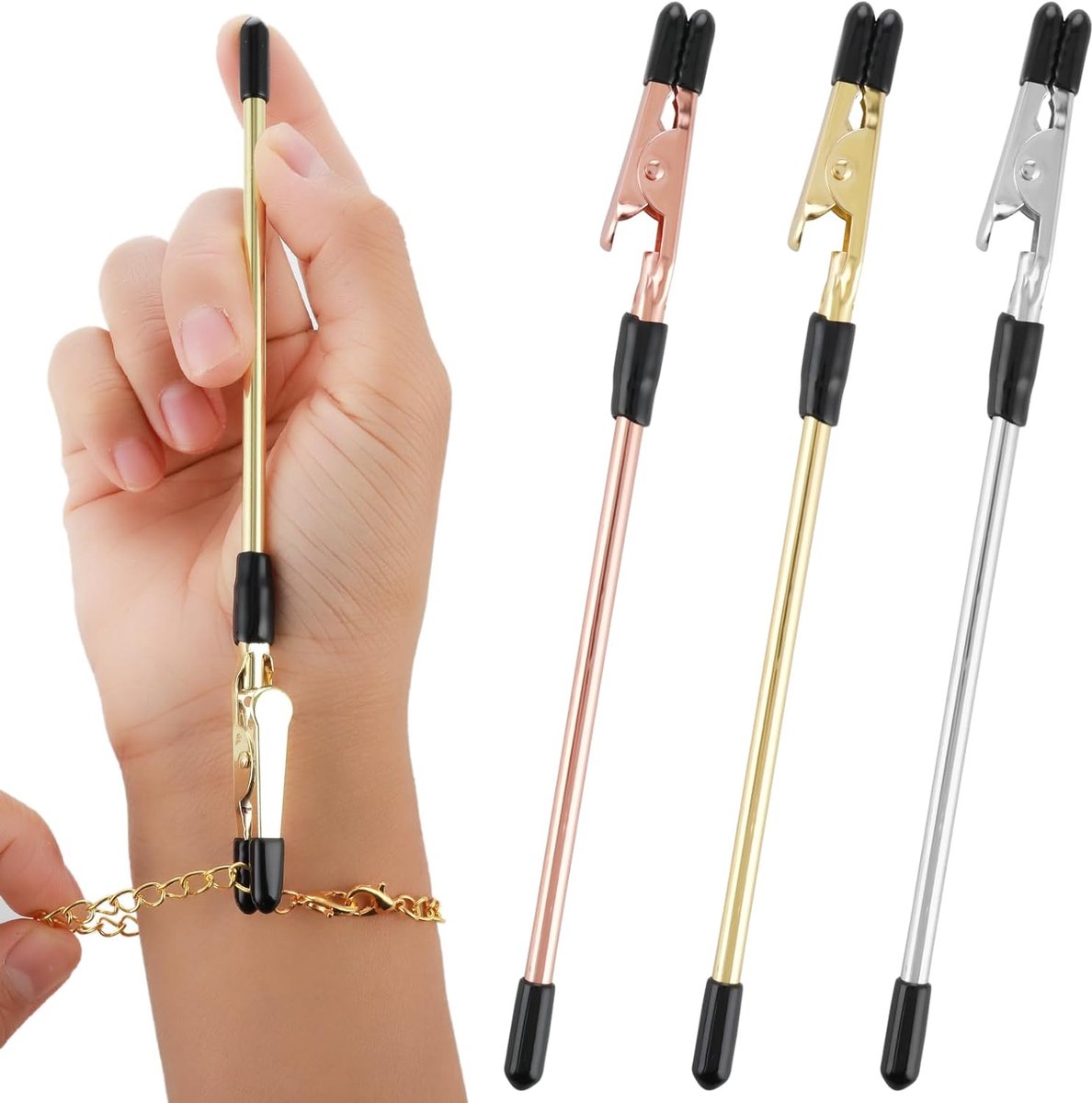 3 stuks armband gesp helper gereedschap, roestvrij staal draagbare sieraden gesp helpers Quick Release bevestiging en haak apparatuur voor ketting, horlogeband, stropdassen, ritsen