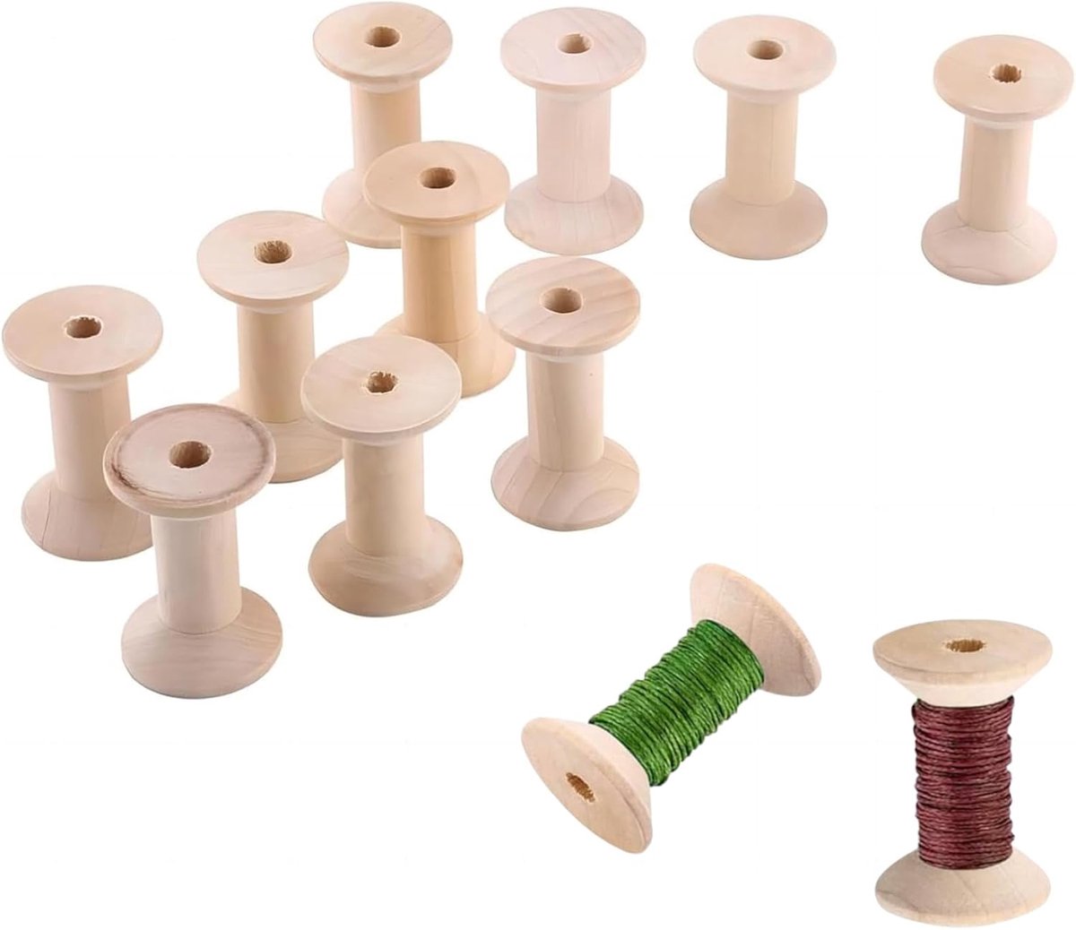 Spoelen 10 stuks garenspoel natuurlijk hout lege spoel draadspoelen voor borduurwerk, naaimachines, handwerk 47 x 31 mm