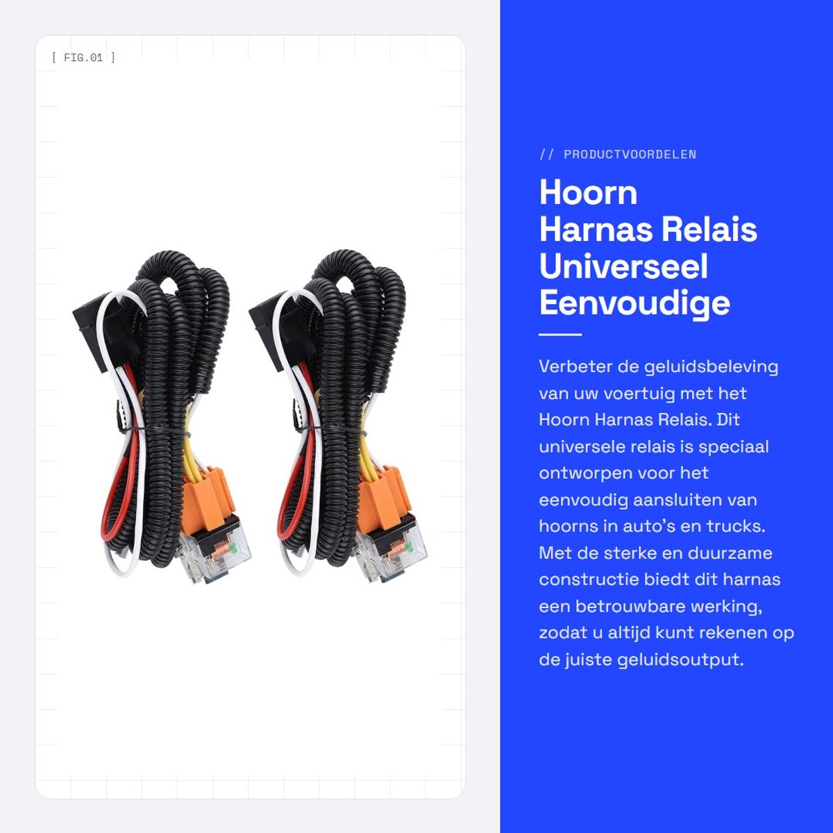 Dailygoods- Harnas Relais 12V - Universeel voor Auto/Truck - Hoorn Wiring Kit - Kunststof - Lichtgewicht 180g - Eenvoudige installatie