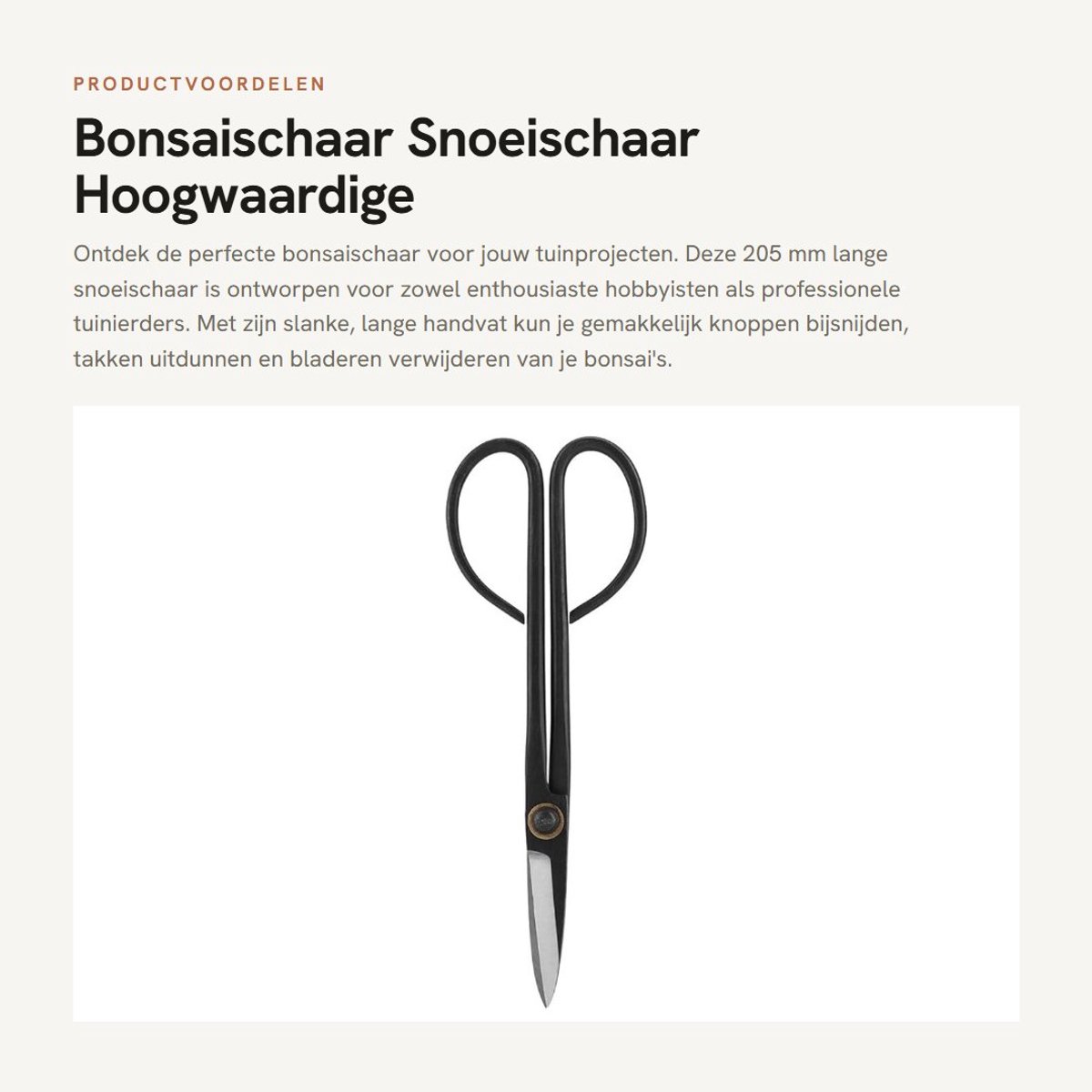Dailygoods- Bonsaischaar 205 mm - Snoeischaar - Tuingereedschap - Hoogwaardig Staal - Nauwkeurig Gesneden - Duurzaam Gebruik