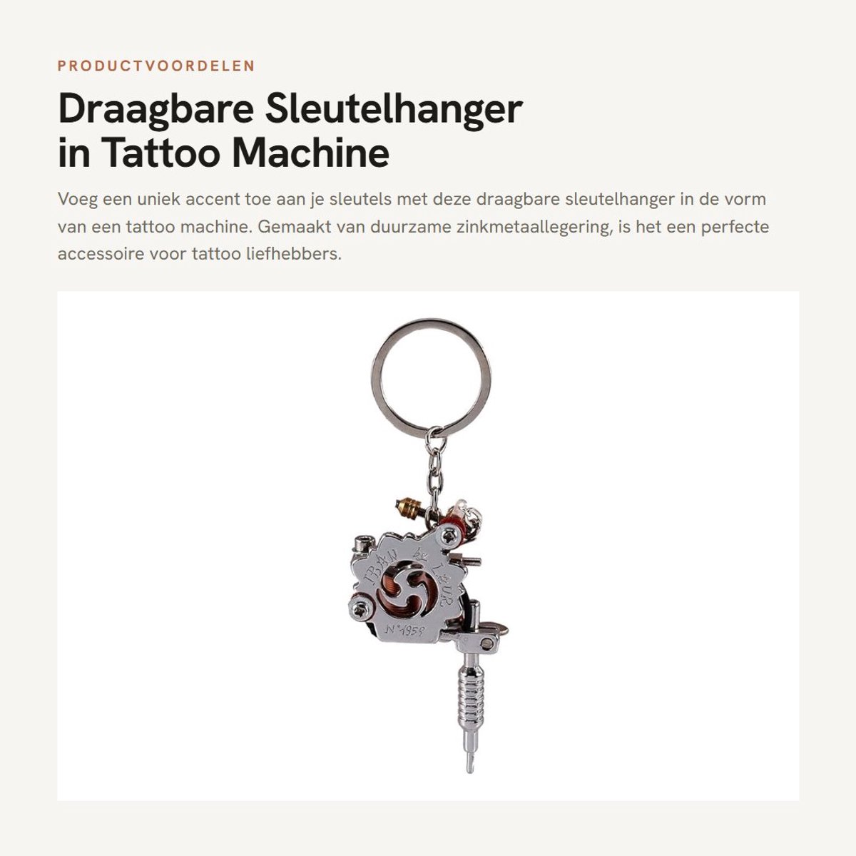 Dailygoods- Sleutelhanger Mini Tattoo Machine - Draagbaar Ornament - Zinkmetaallegering - Lichtgewicht - Voor Beginners/Professionals - Echte Spoelen