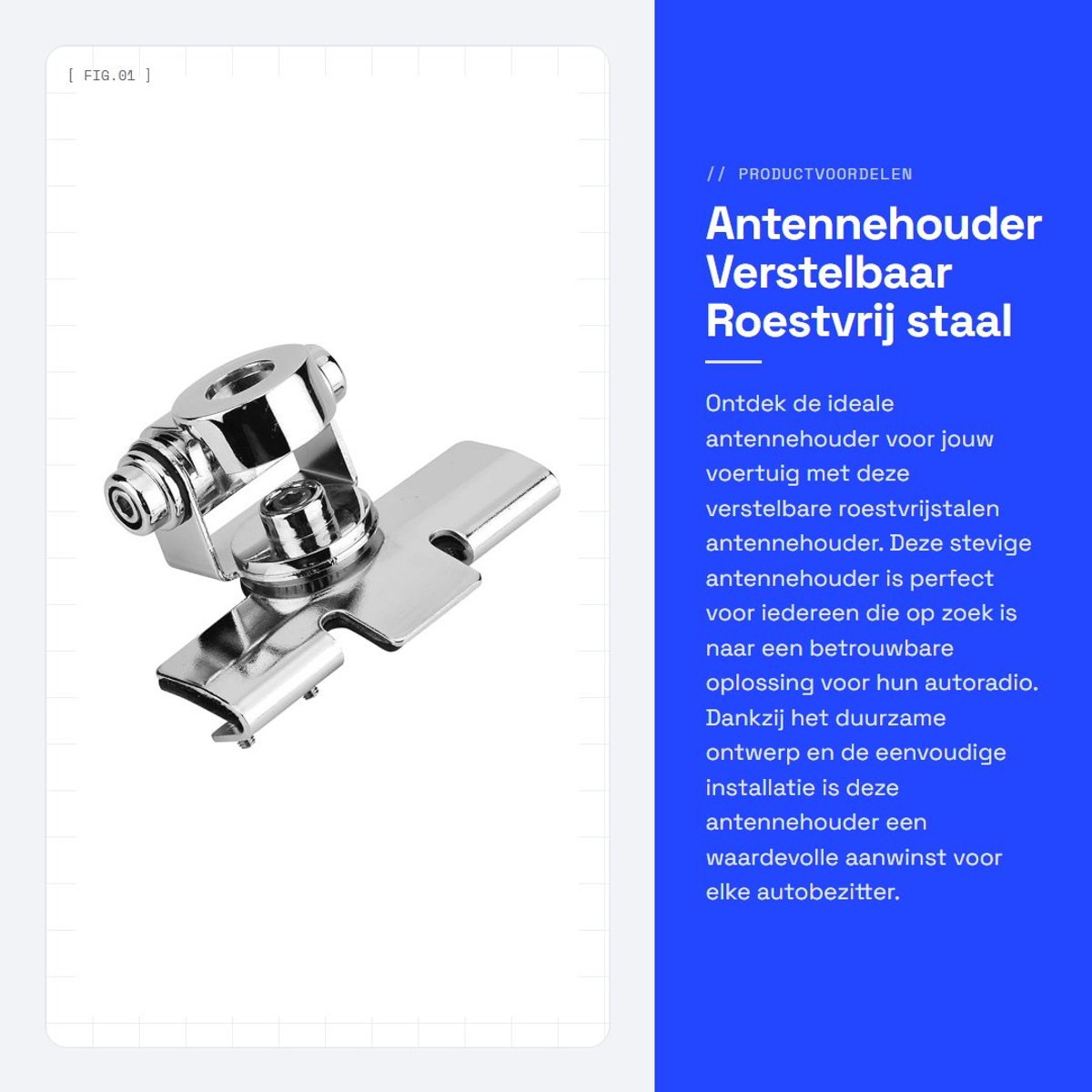 Dailygoods- Antenne-montageset verstelbaar - Roestvrijstalen antenne-montagebeugel - Eenvoudige installatie - 360 graden zitting - Antikrasbeschermer - Hoogwaardige prestaties - Antennehouder