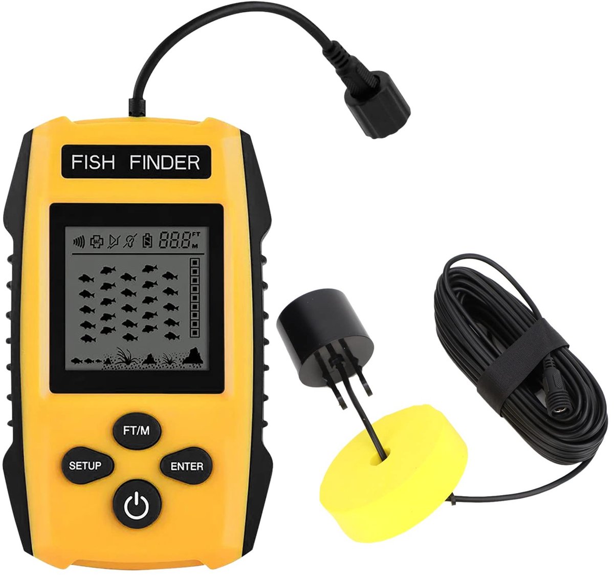 Dailygoods- Fishfinder 100m Diepte-uitlezing - Dieptemeter - Sonarsensor - LCD-scherm - Achtergrondverlichting - Geschikt voor bootvissen