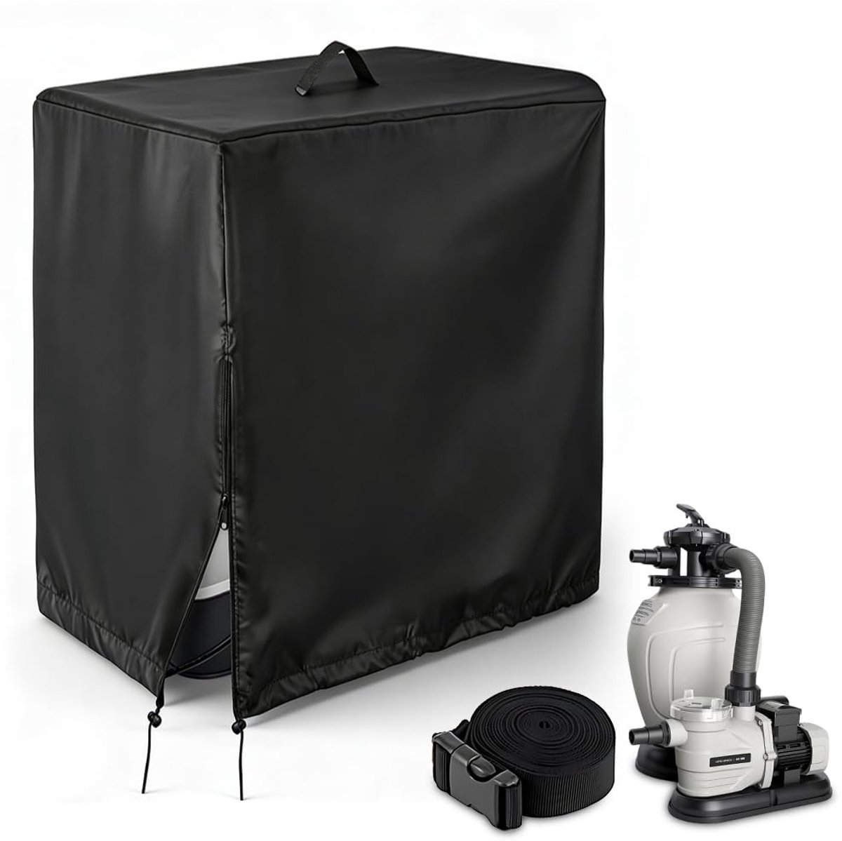 Dailygoods - NAVESO Waterdichte zwembadpompafdekking, afdekking zandfilterinstallatie zwembad 64 x 42 x 66 cm, zwembad-zandfilterinstallatie afdek-g, zwembadpompafdekking voor Intex Krystal Clear zwembadpomp