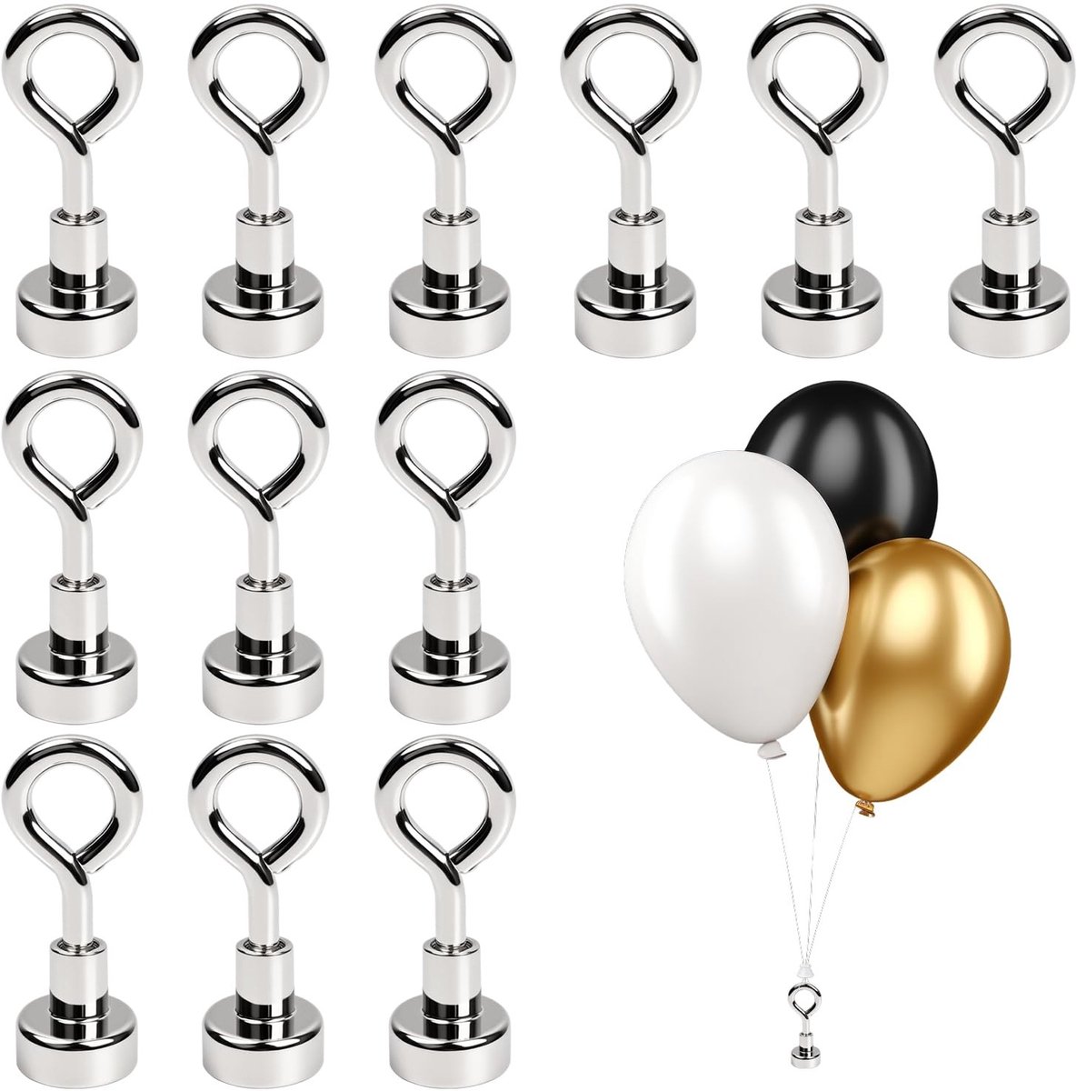 Dailygoods- Ballongewichten Magnetisch - Herbruikbare Helium Ballongewichten - Decoraties voor Feest - Bruiloft - Verjaardag - Compact Formaat - Zilver Metaal - Heliumballonhouder