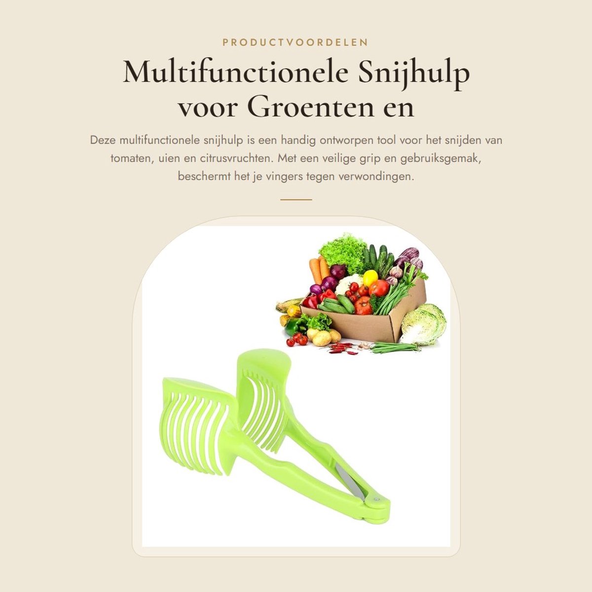 Dailygoods- Snijhulp Multifunctioneel - Ergonomisch Ontwerp - Tang voor Veilig Snijden - Ideaal voor Tomaten/Uien/Citrusvruchten - Handig Keukenhulpmiddel - Beschermt Vingers - Snijtool