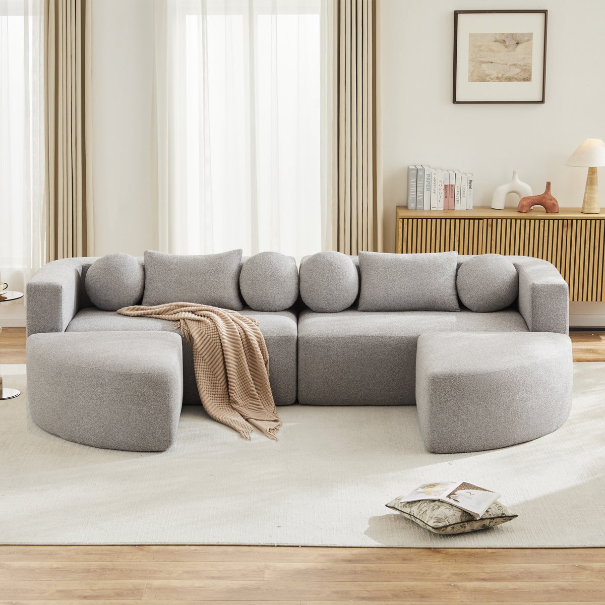 DESMIU Slaapbank 292 x 165 x 68 cm - Modulair Met Slaapfunctie Zonder Montage - Voor Woonk
